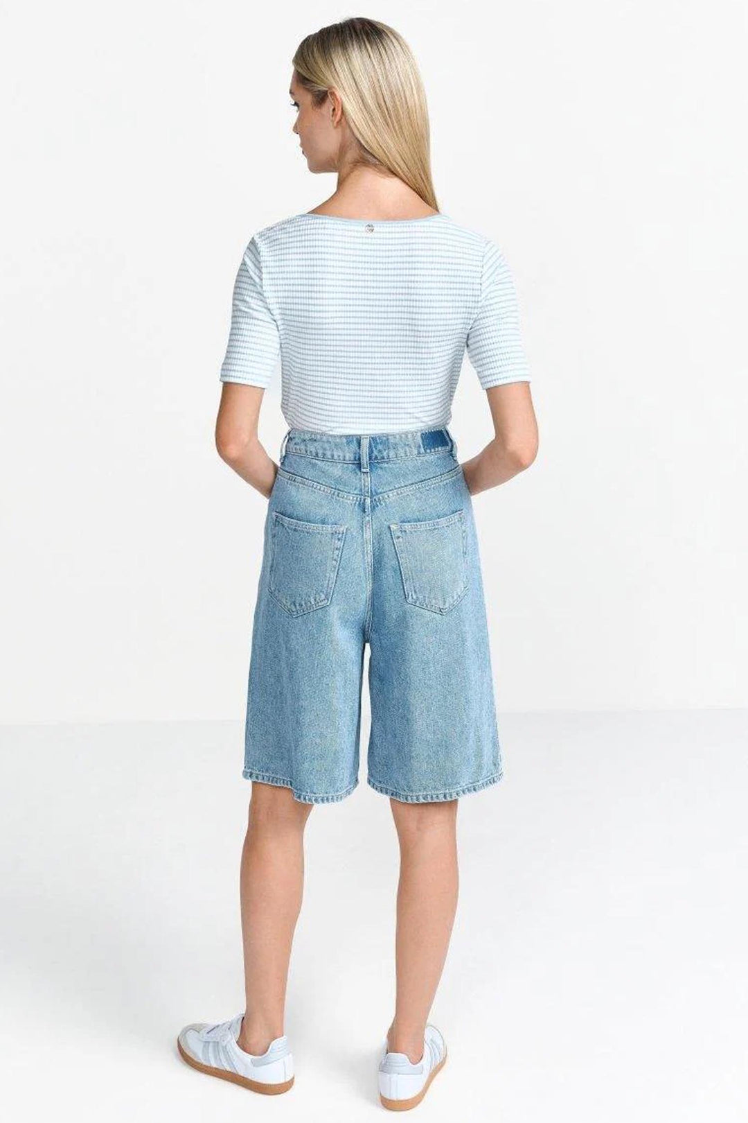 Striped Ribbed T-shirt in Clear Sky