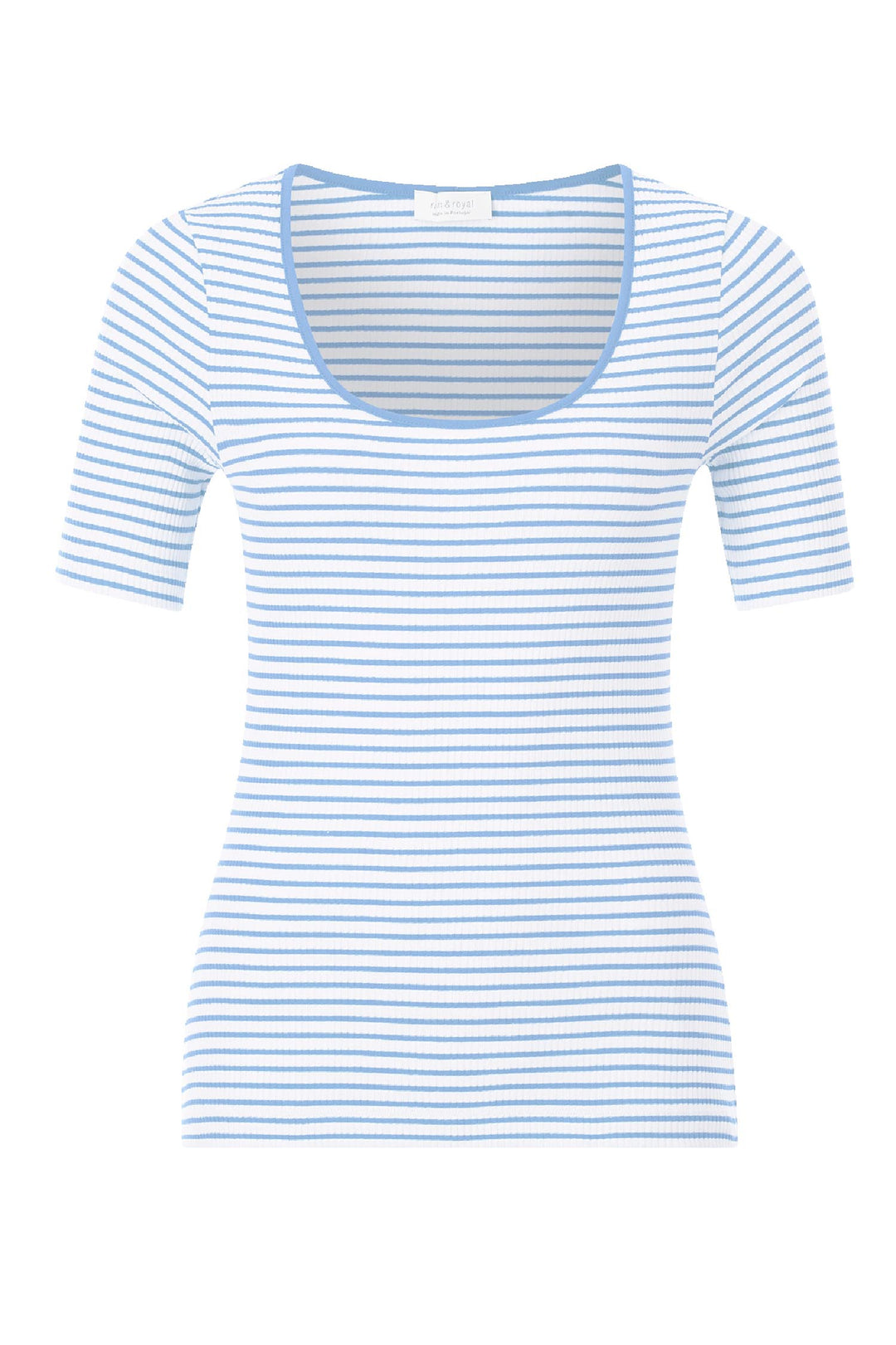 Striped Ribbed T-shirt in Clear Sky