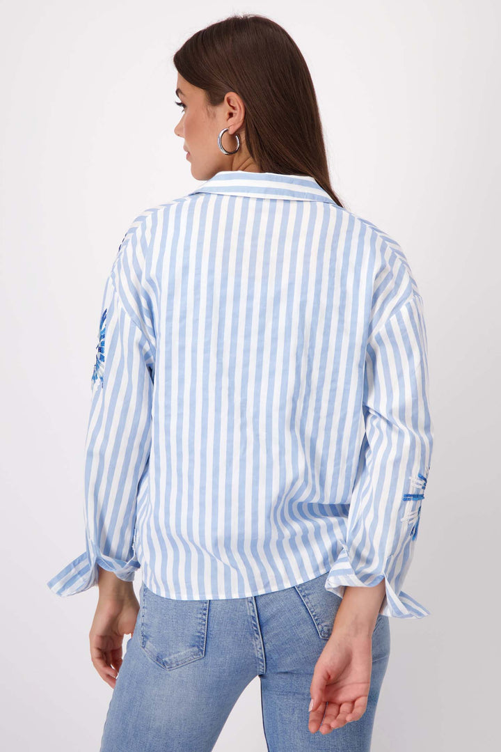 Striped Shirt w Sequin Flowers