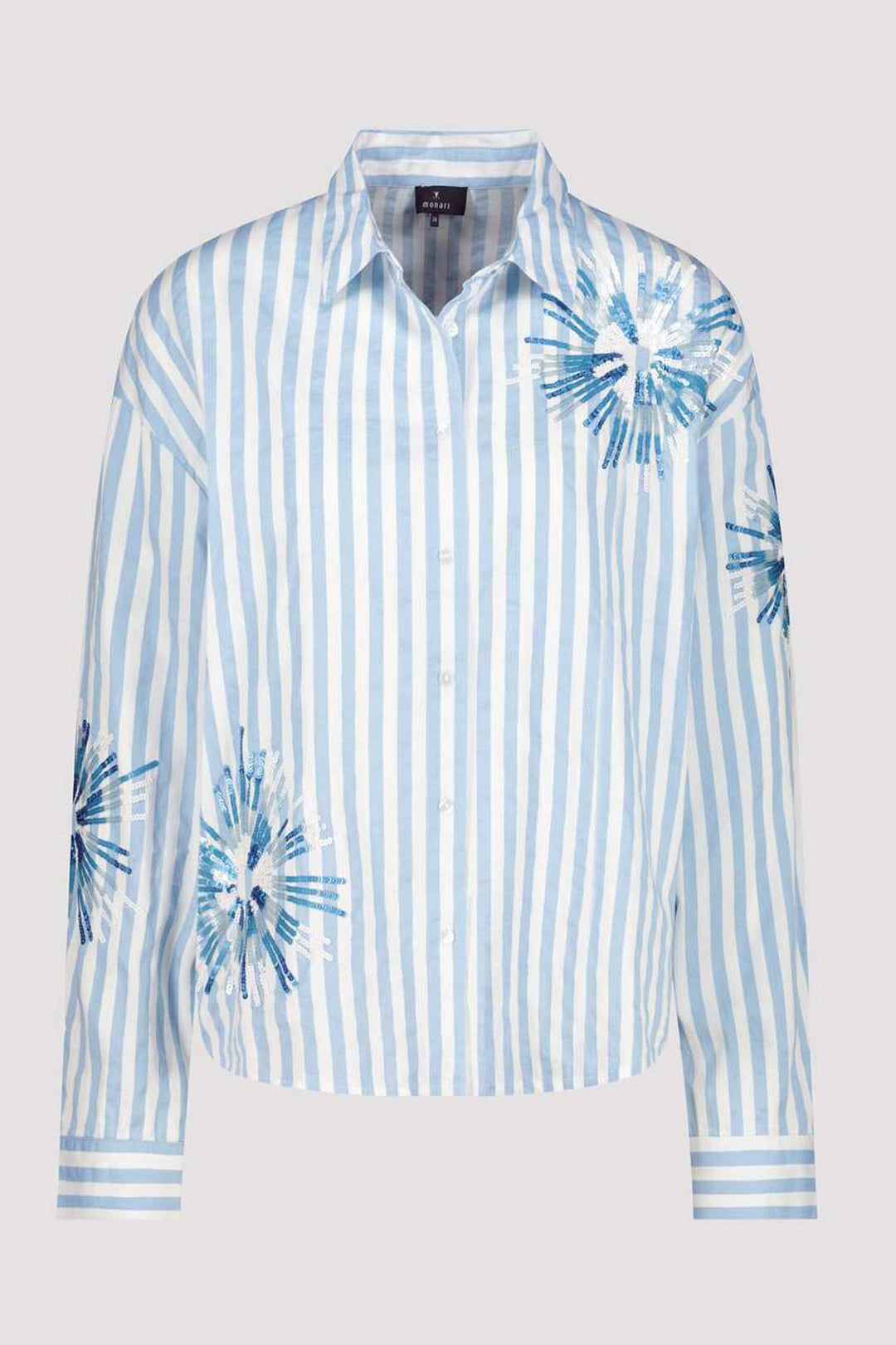 Striped Shirt w Sequin Flowers