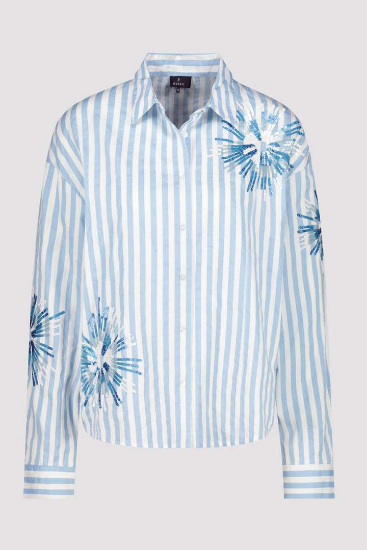 Striped Shirt w Sequin Flowers