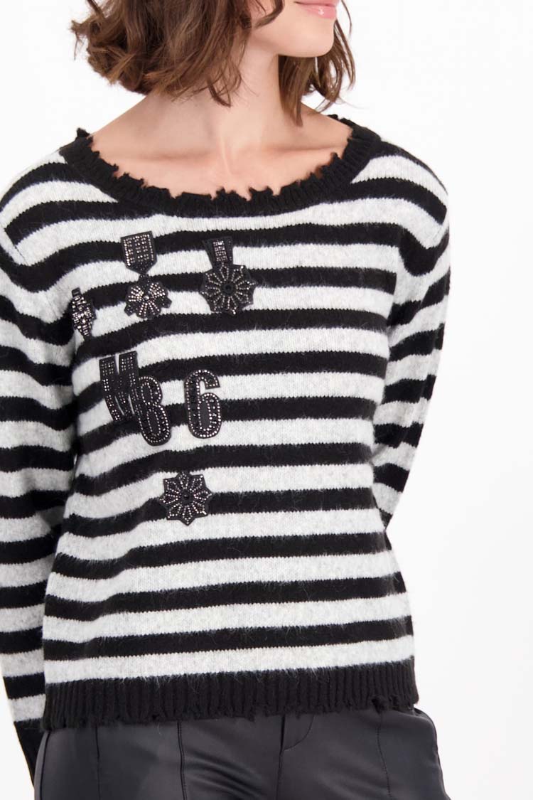 Striped Sweater w Raw Edges | FINAL SALE