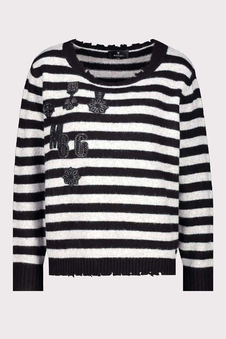 Striped Sweater w Raw Edges | FINAL SALE