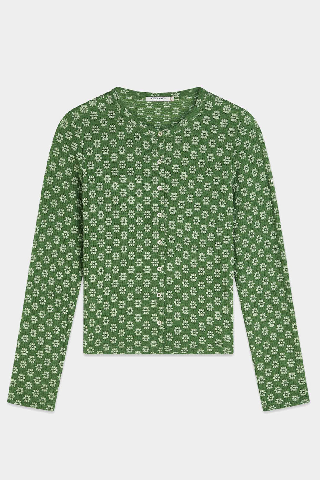 Structured Button L/S T-Shirt in Garden Green