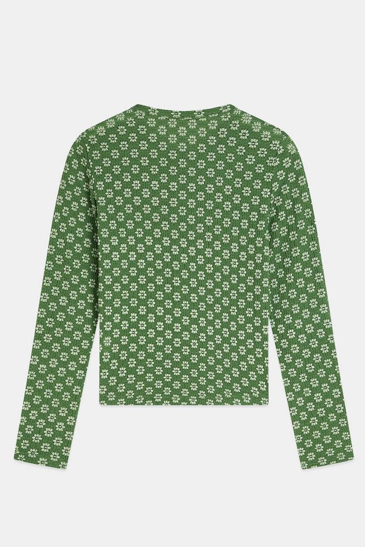 Structured Button L/S T-Shirt in Garden Green