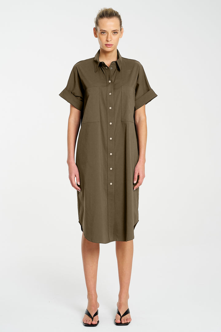 Stud Shell Dress in Fossil