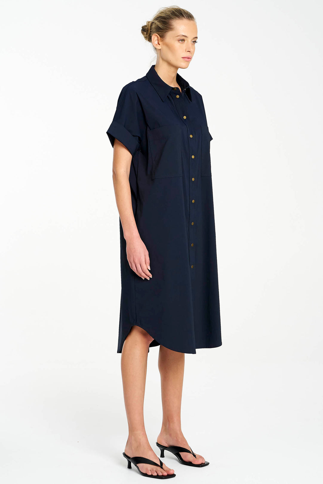 Stud Shell Dress in French Navy
