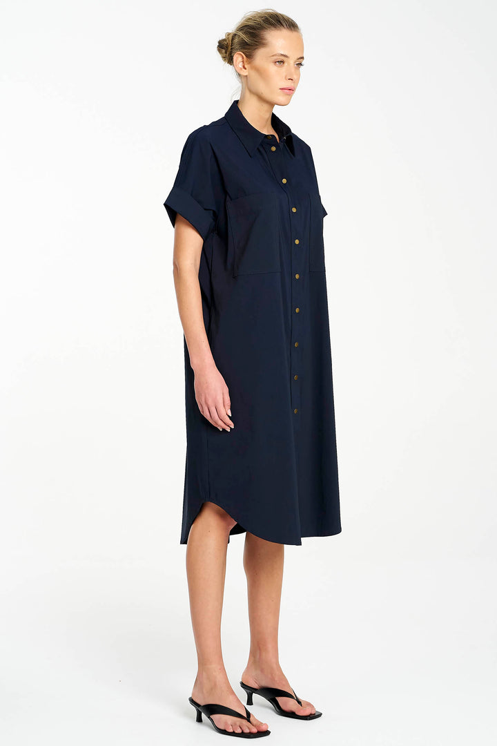 Stud Shell Dress in French Navy