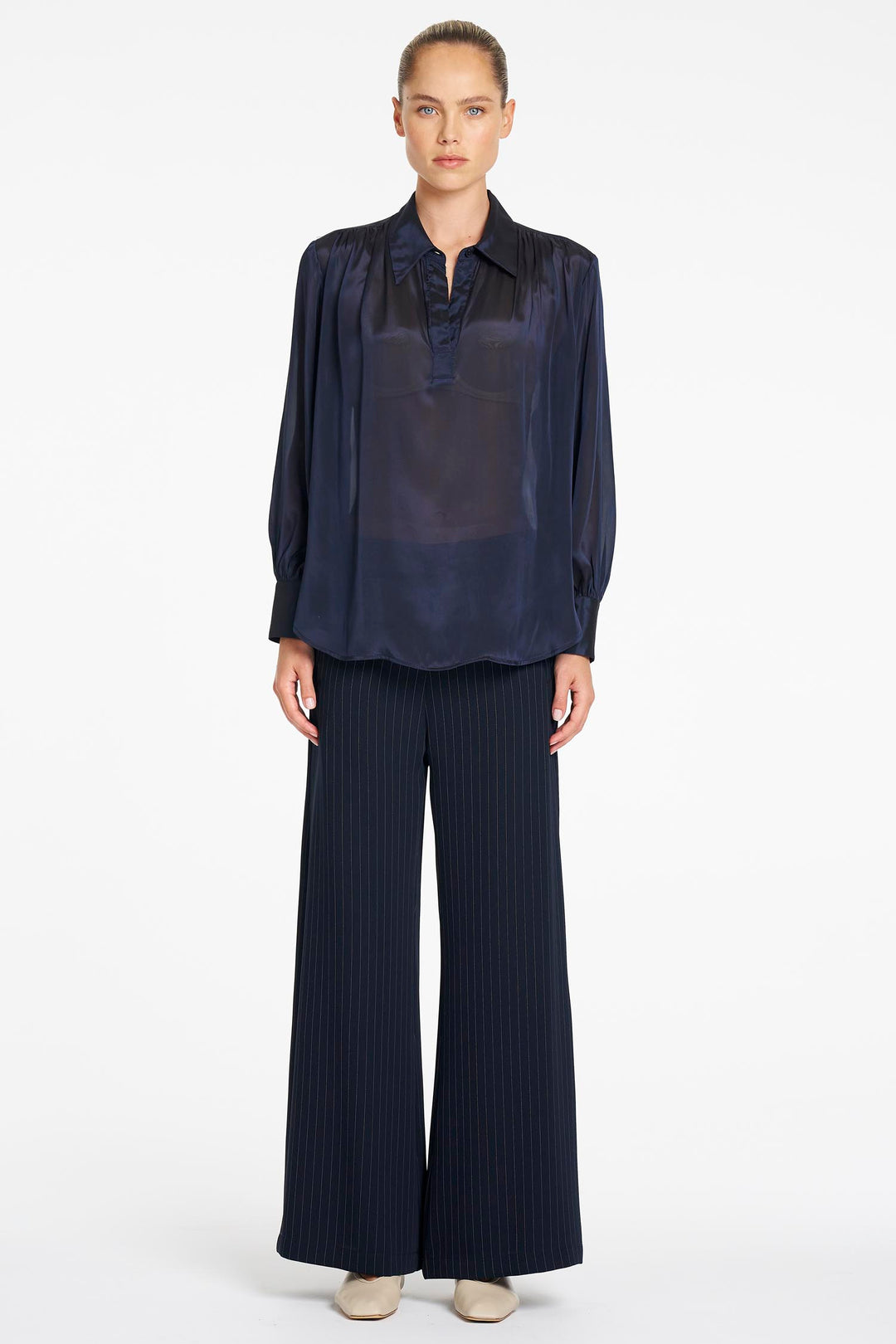 Suit Pant in Navy/Chalk