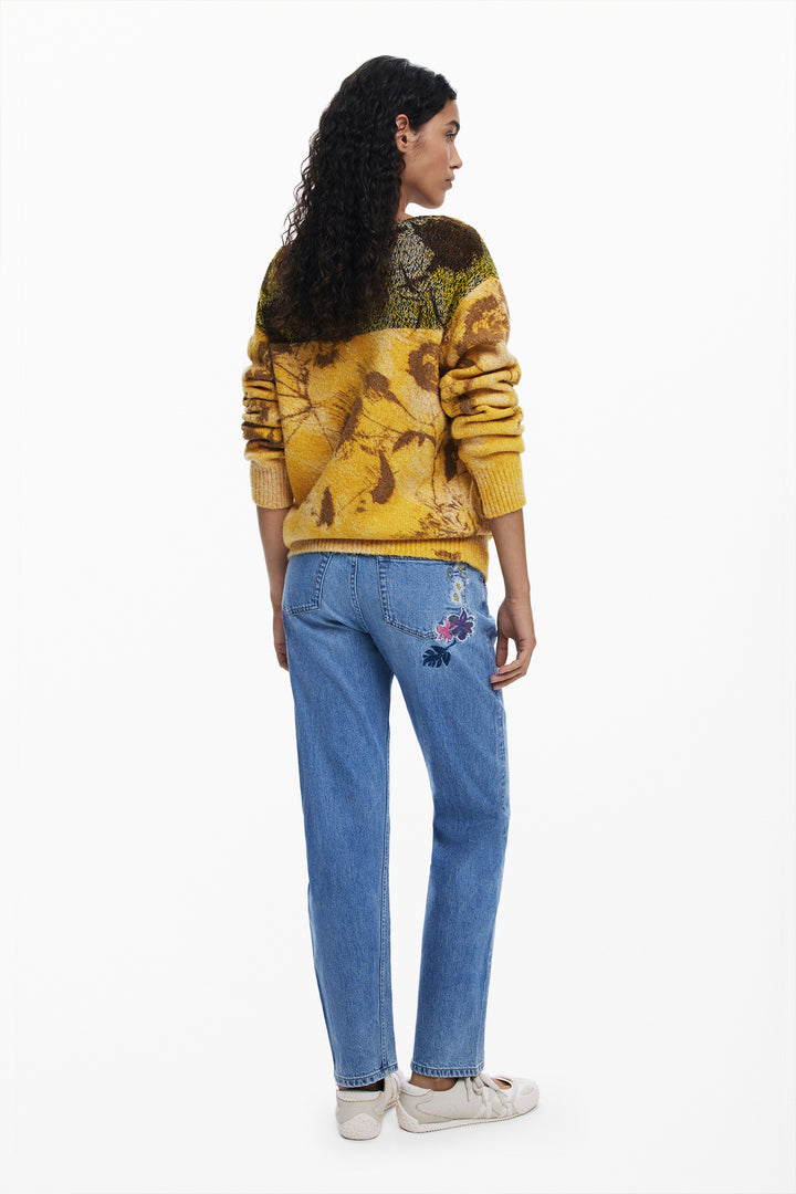 Sunflower Embroidered Jeans in Denim Medium Wash
