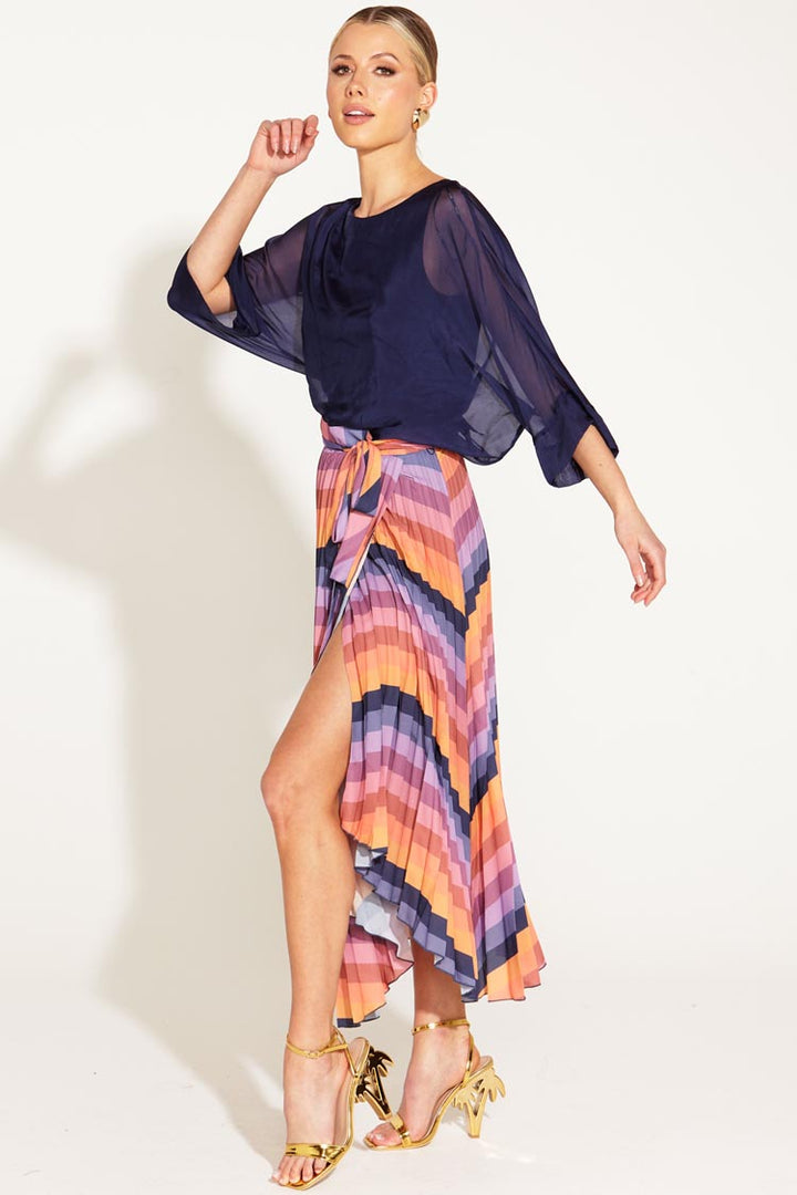 Sunset Dream Pleated Midi Skirt