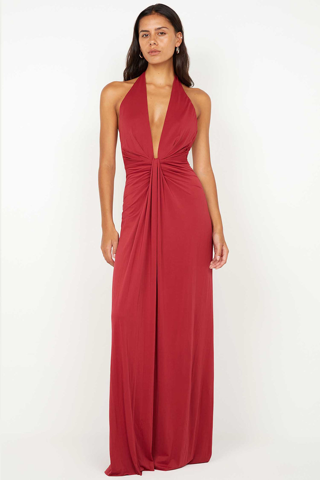 Susie Plunge Maxi Dress in Cherry