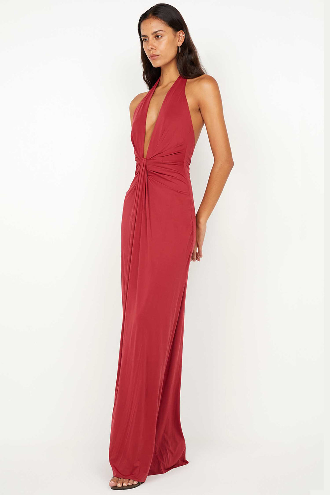 Susie Plunge Maxi Dress in Cherry