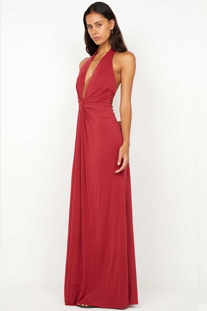 Susie Plunge Maxi Dress in Cherry