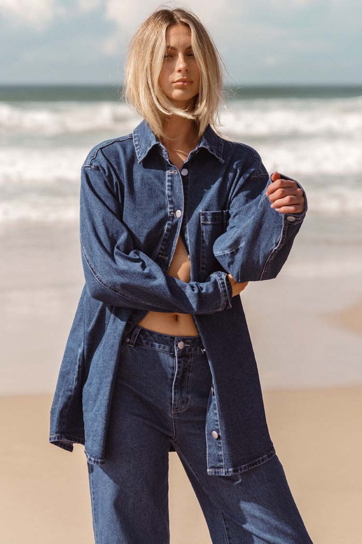 Sweeny Denim Shacket in Indigo Wash