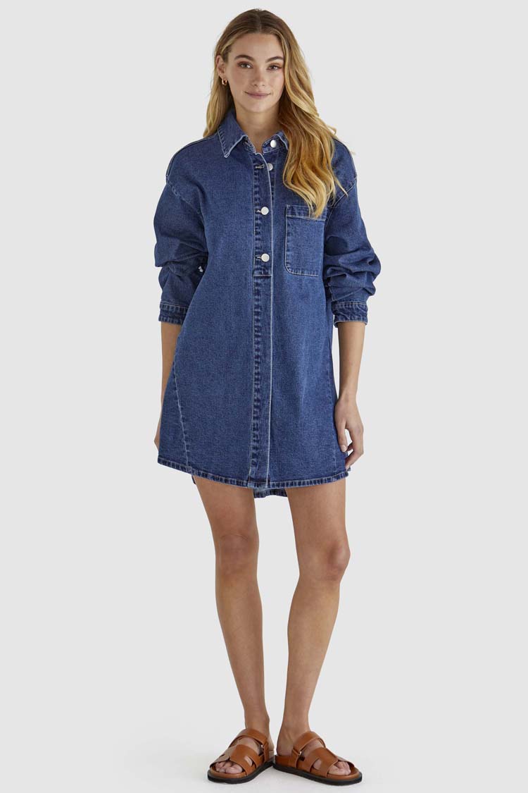 Sweeny Denim Shacket in Indigo Wash