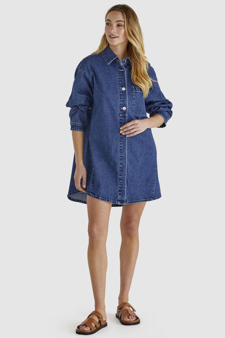 Sweeny Denim Shacket in Indigo Wash