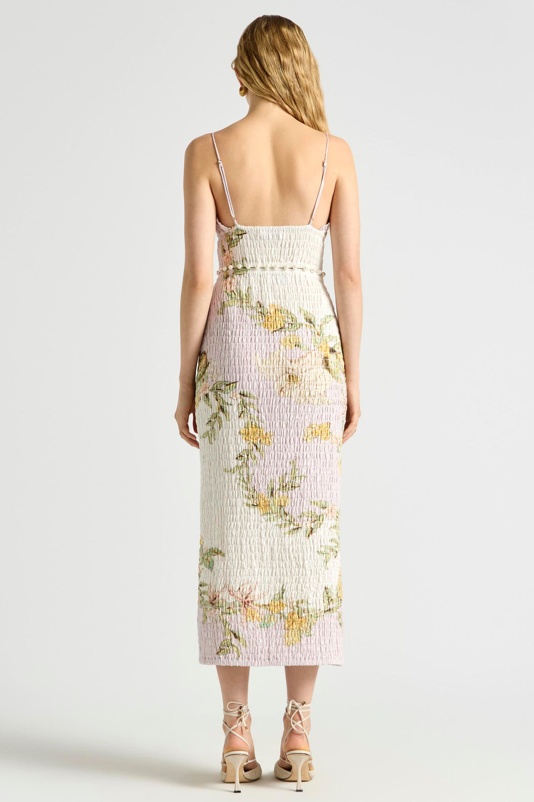 Sweet Thing Shirred Triangle Bodice Dress in Golden Haze