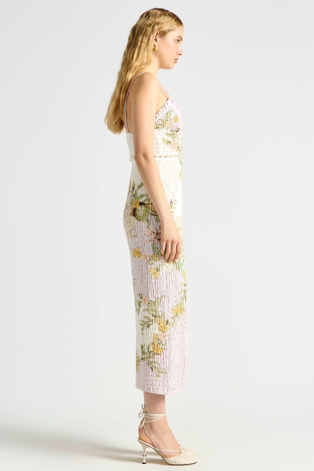 Sweet Thing Shirred Triangle Bodice Dress in Golden Haze