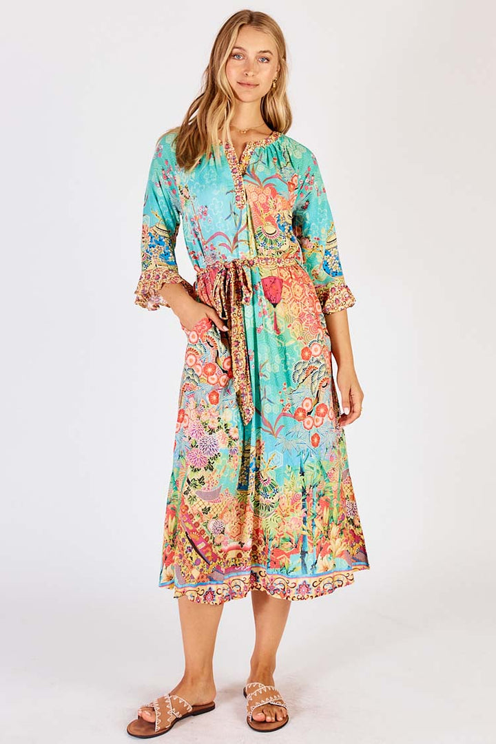 Sybil Midi Dress in Lagoon