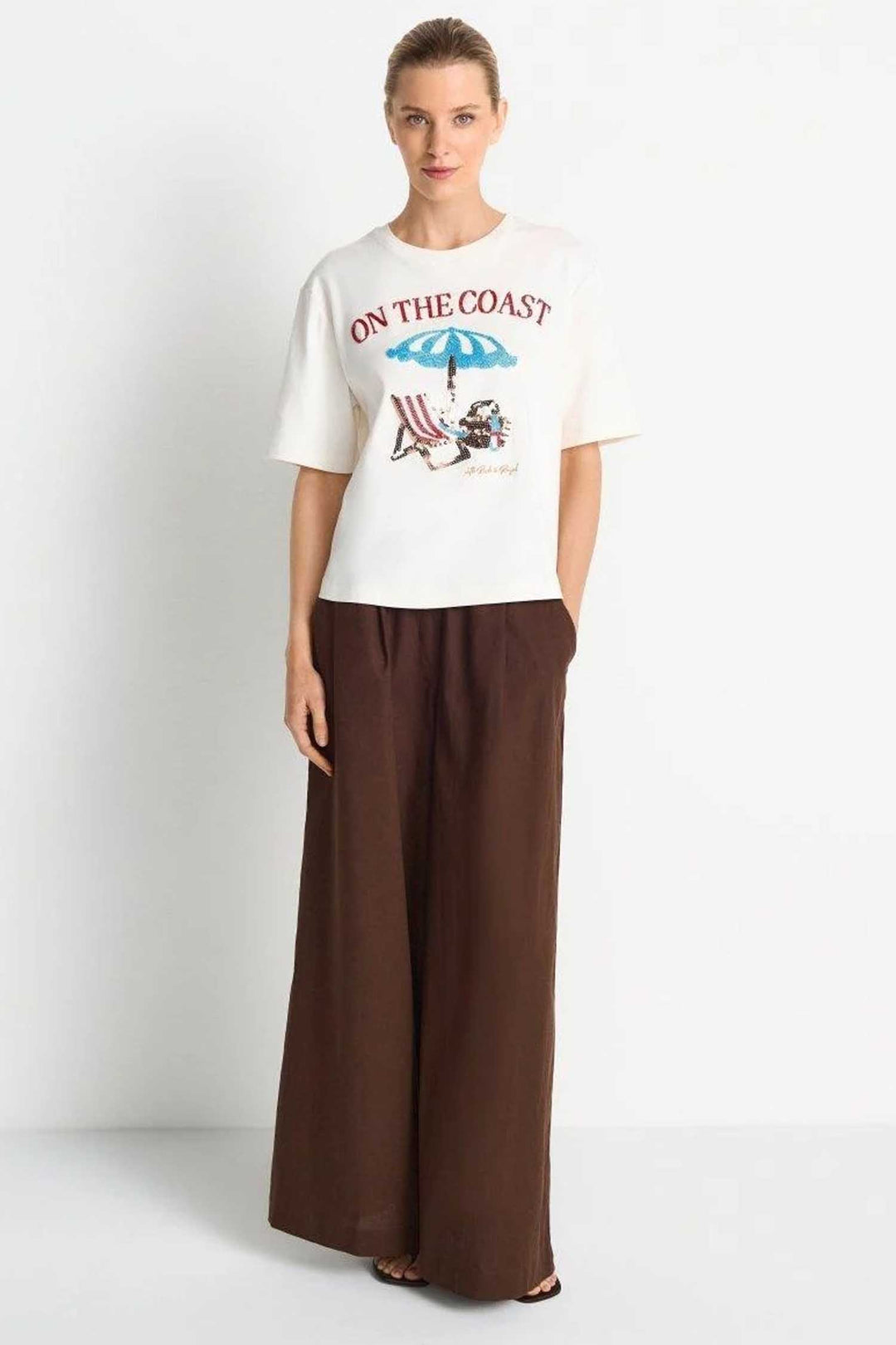 T-Shirt w Coast Application in Pearl White
