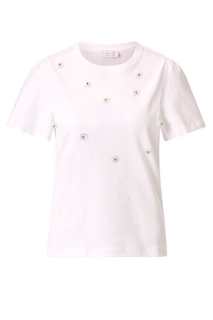 T-Shirt w Flower Applique in White