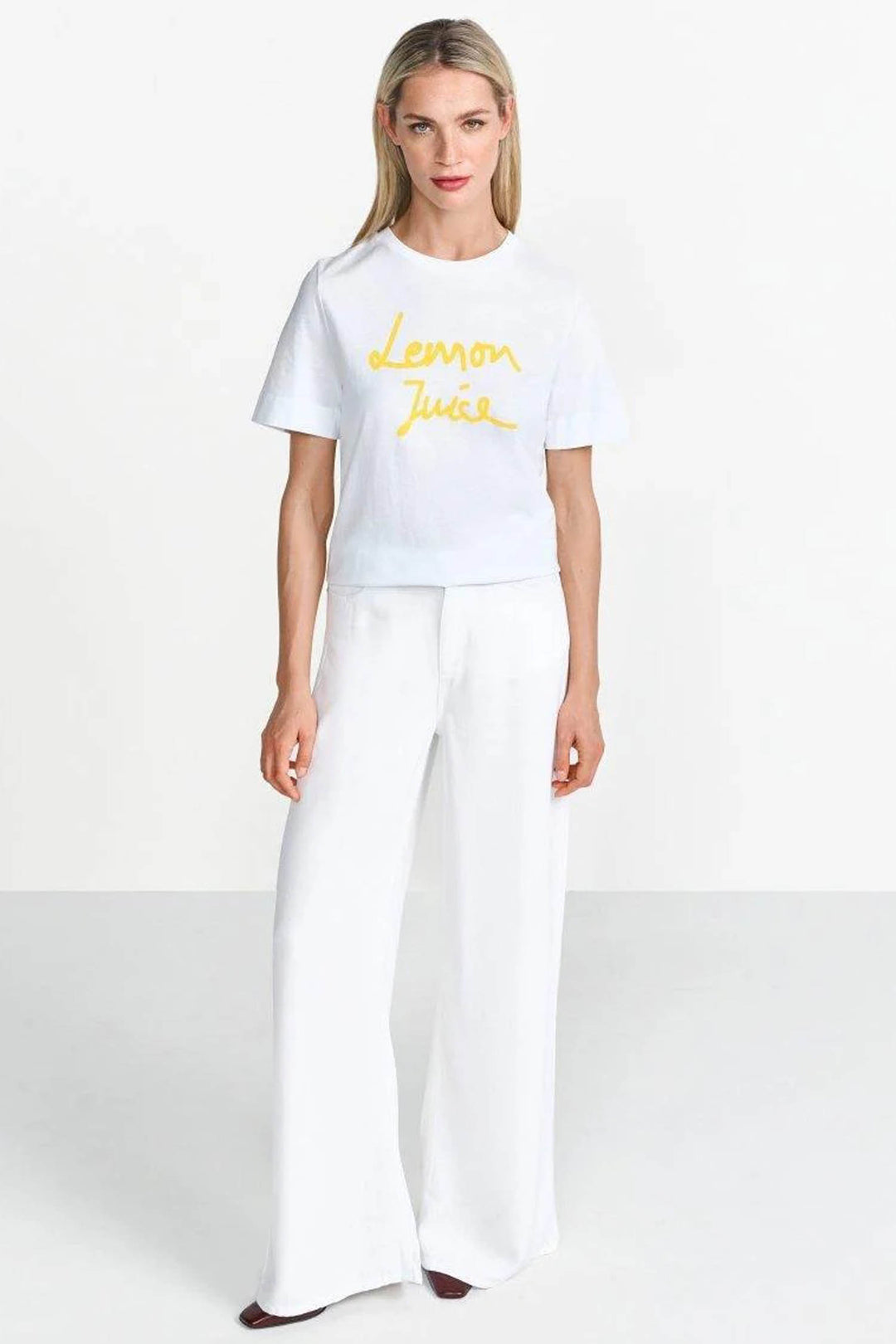 T-shirt w Lemon Juice Print in White