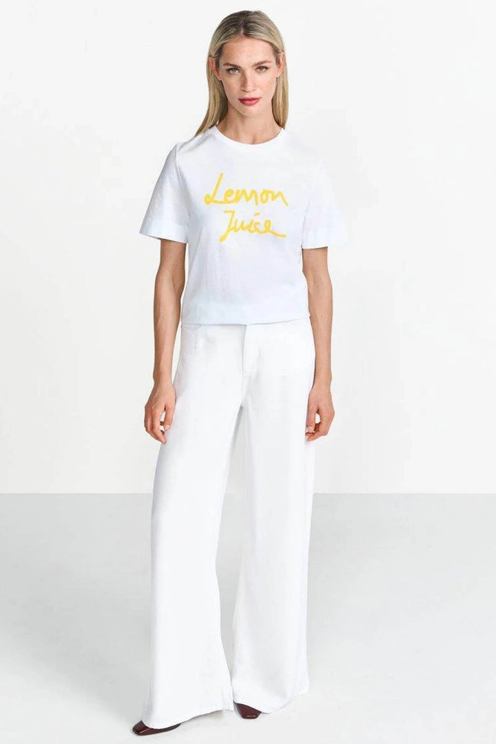 T-shirt w Lemon Juice Print in White
