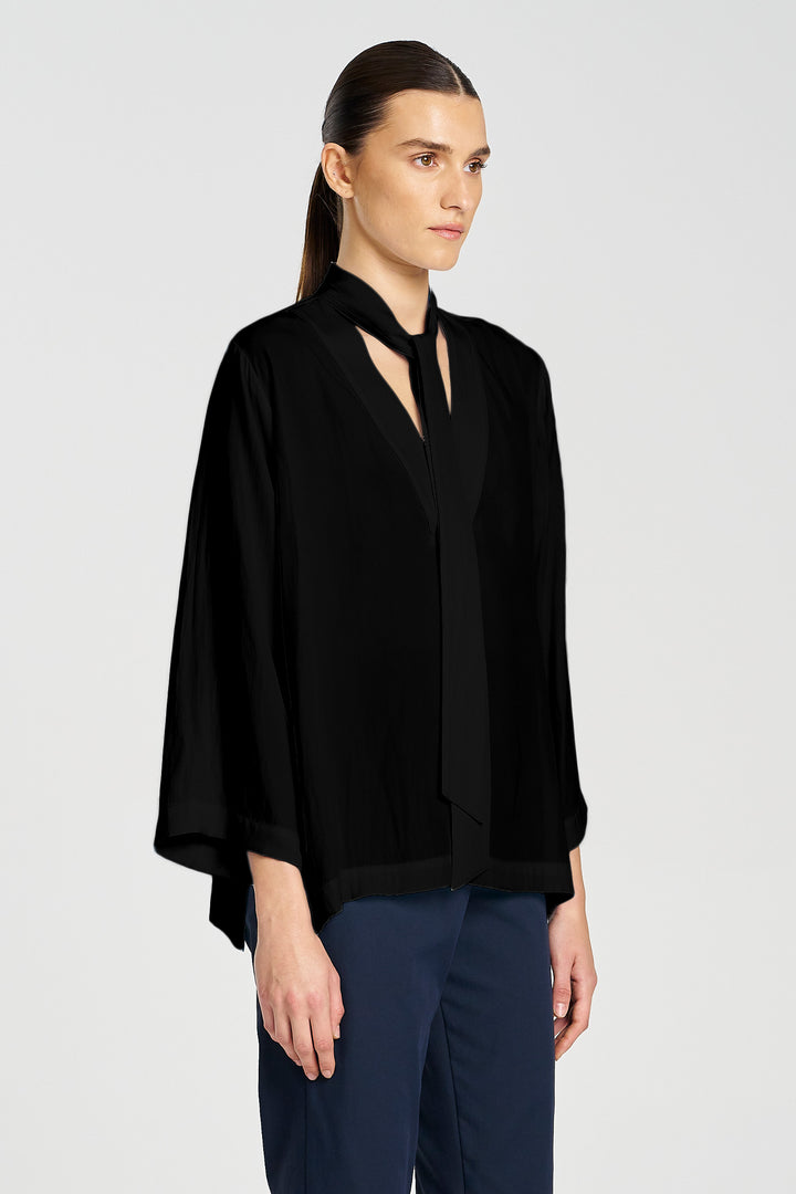 Tie Neck T in Black