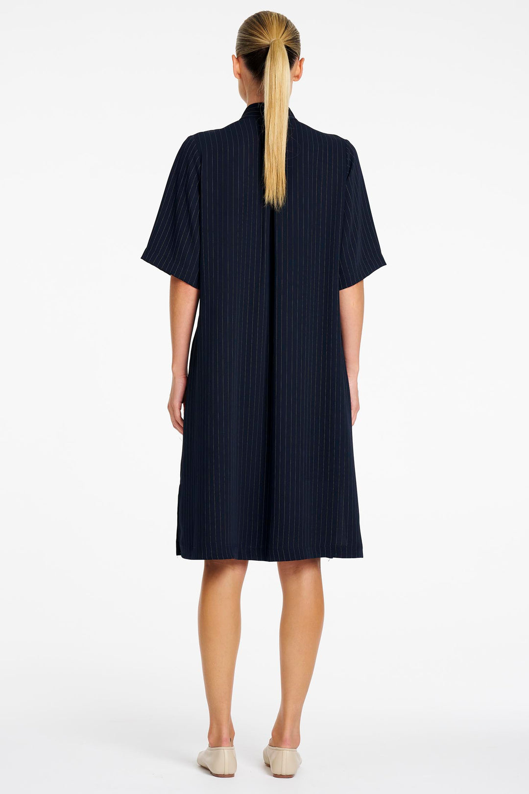 Tab Plaza Dress in Navy/Chalk
