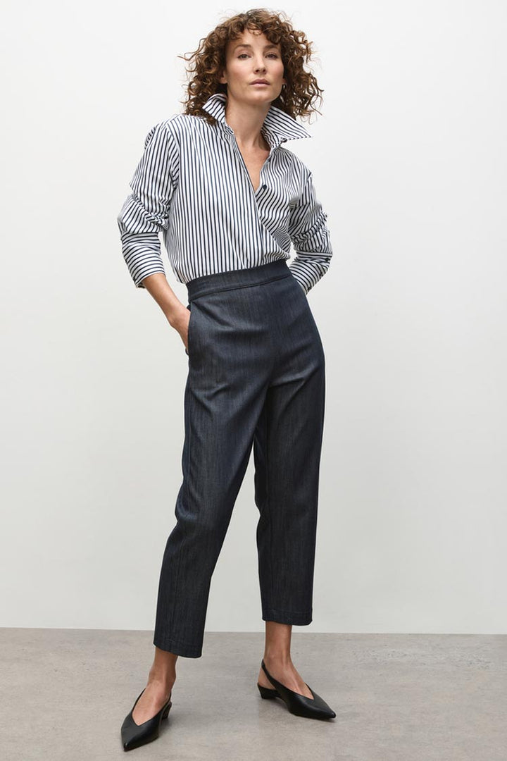 Tapered Flat Pant in Deep Indigo