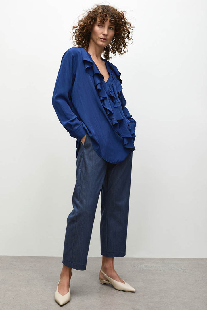 Tapered Flat Pant in Deep Indigo