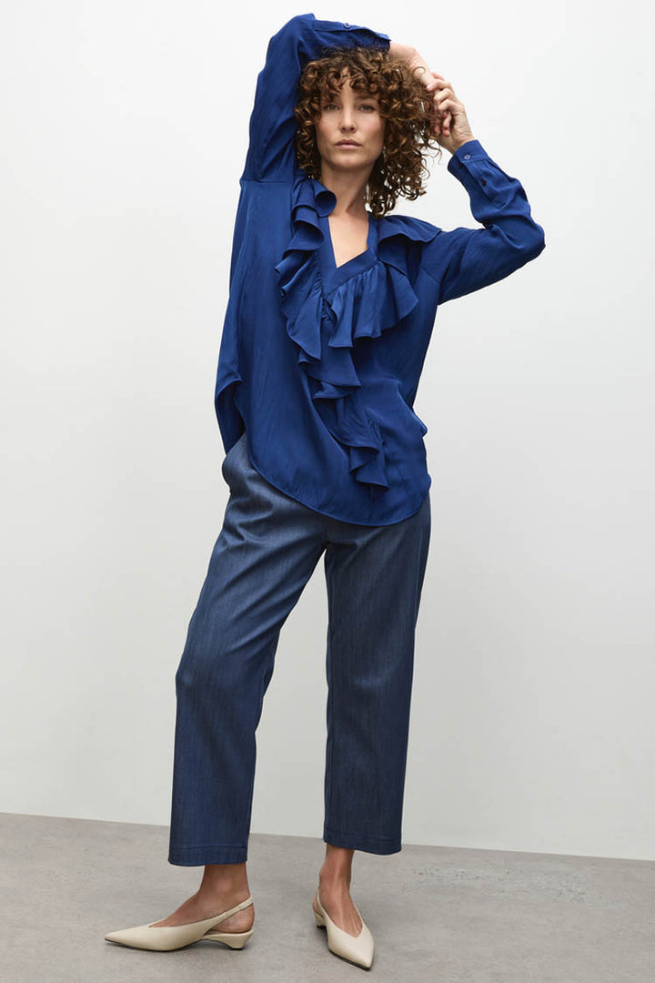 Tapered Flat Pant in Deep Indigo