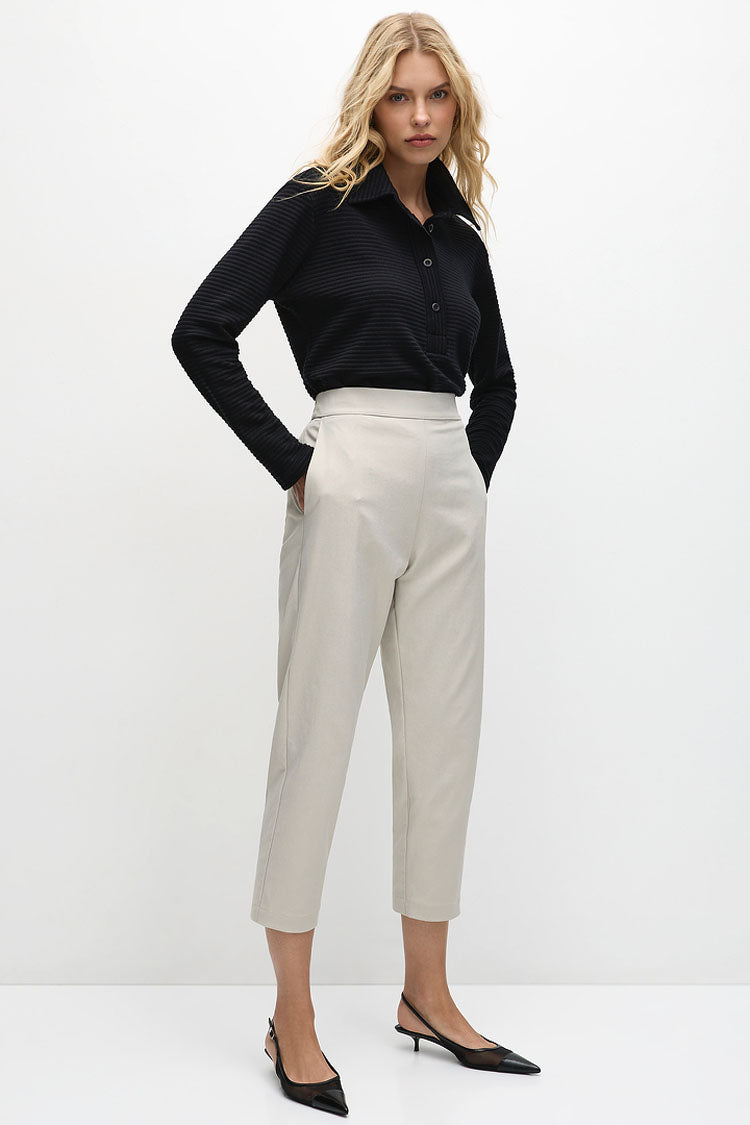 Tapered Flat Pant in Stone