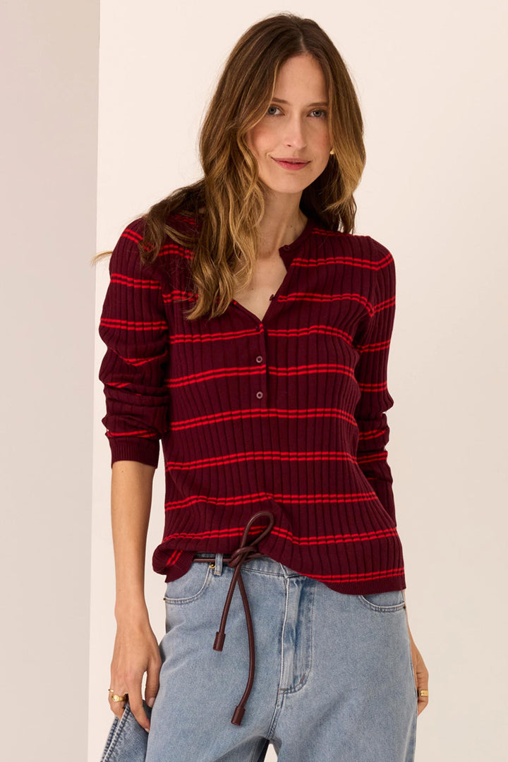 Tate Henley in Merlot/ Red Stripe