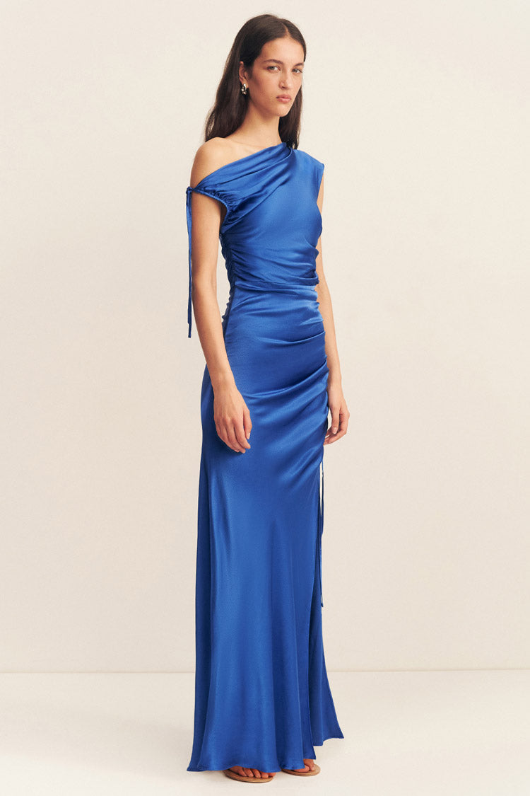 Tatum Gathered Maxi Dress in Ultramarine