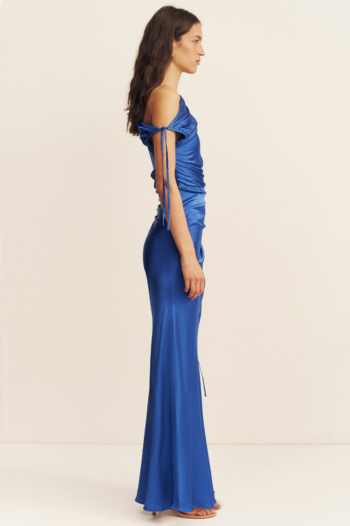 Tatum Gathered Maxi Dress in Ultramarine