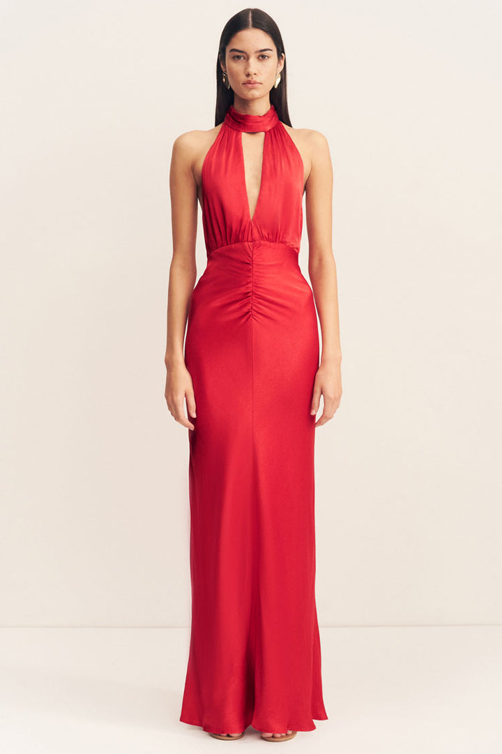 Tatum Halter Neck Maxi Dress in Grenadine