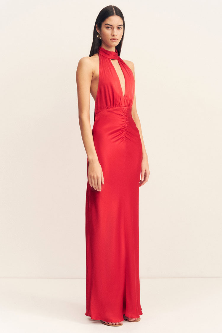 Tatum Halter Neck Maxi Dress in Grenadine