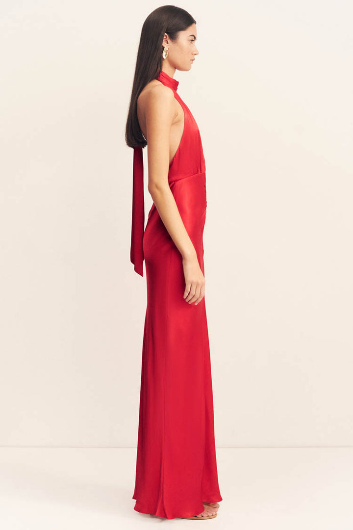 Tatum Halter Neck Maxi Dress in Grenadine