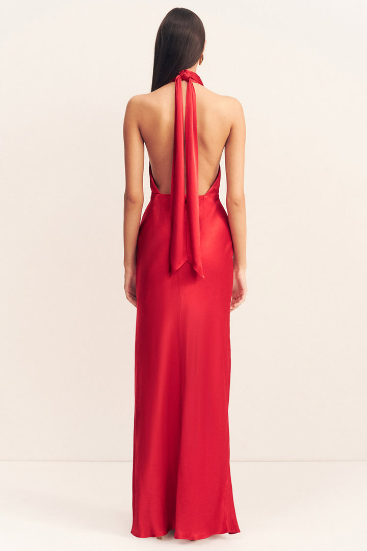 Tatum Halter Neck Maxi Dress in Grenadine