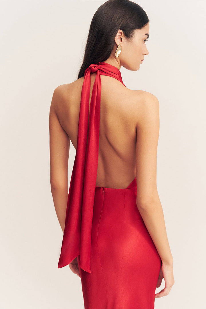 Tatum Halter Neck Maxi Dress in Grenadine