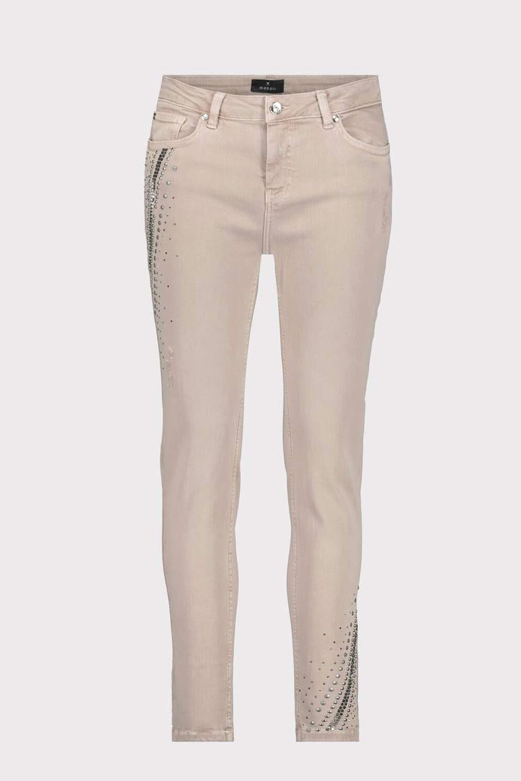 Taupe Jeans w Rhinestone Details