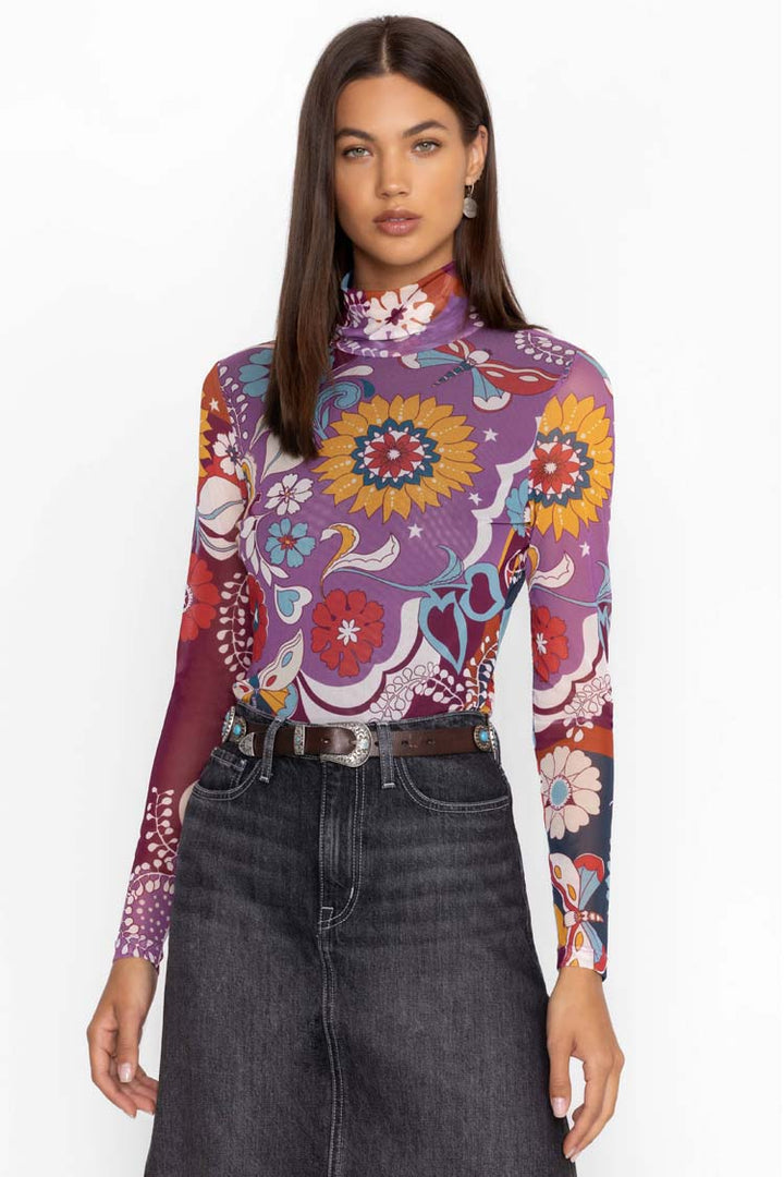 Tavie Rebecca Mesh Mock Neck LS Tee