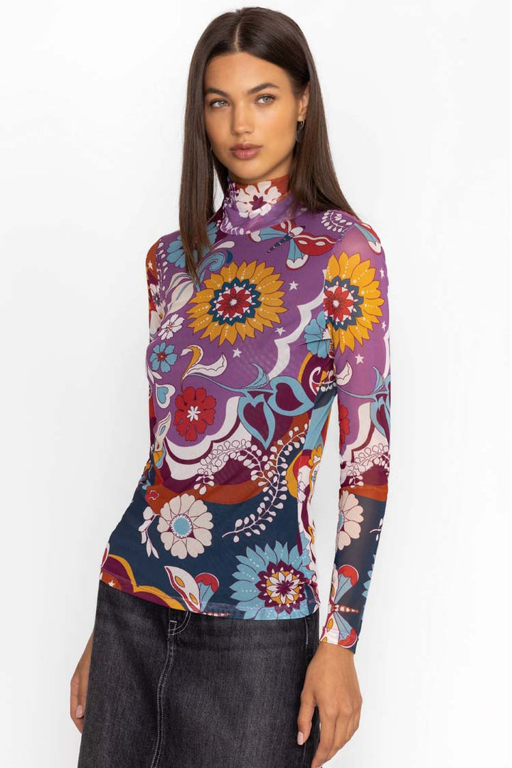 Tavie Rebecca Mesh Mock Neck LS Tee