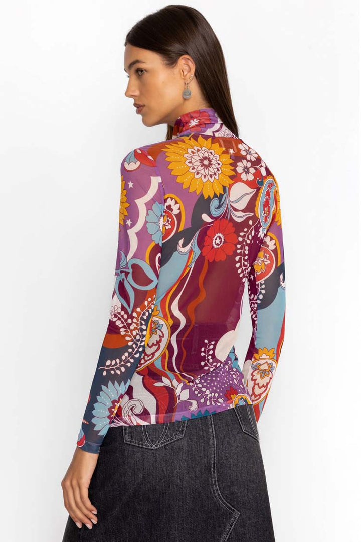 Tavie Rebecca Mesh Mock Neck LS Tee