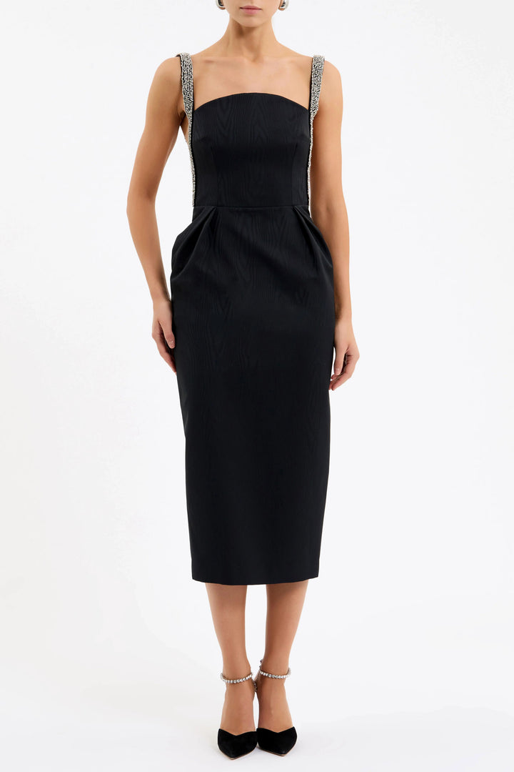 Teles Embellished Midi Dress in Black
