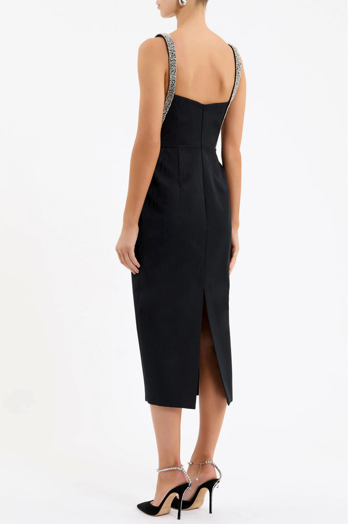 Teles Embellished Midi Dress in Black