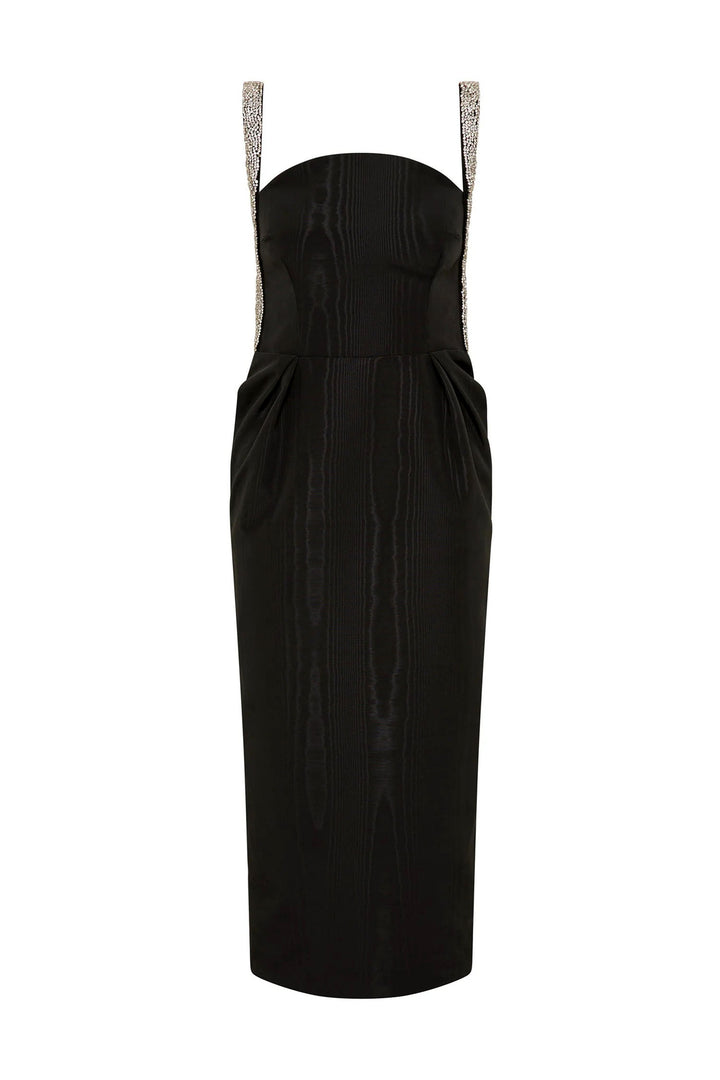 Teles Embellished Midi Dress in Black