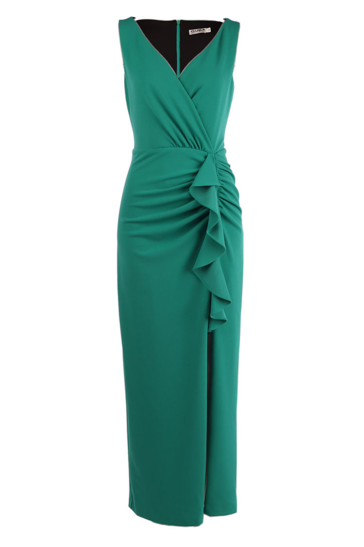 Terri V-neck Long Gown in Emerald